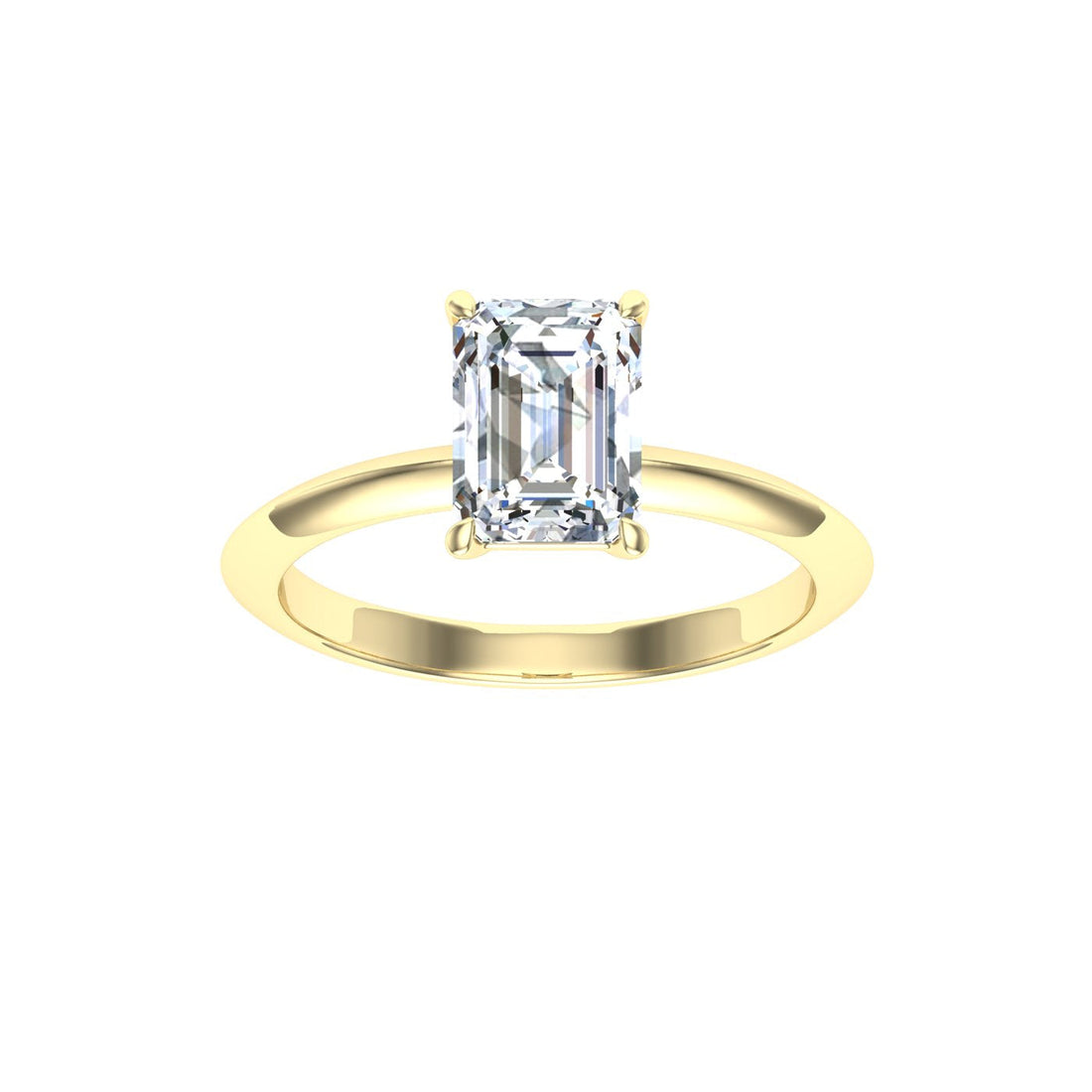 Wisp Emerald Cut Solitaire Moissanite Engagement Ring Yellow Gold