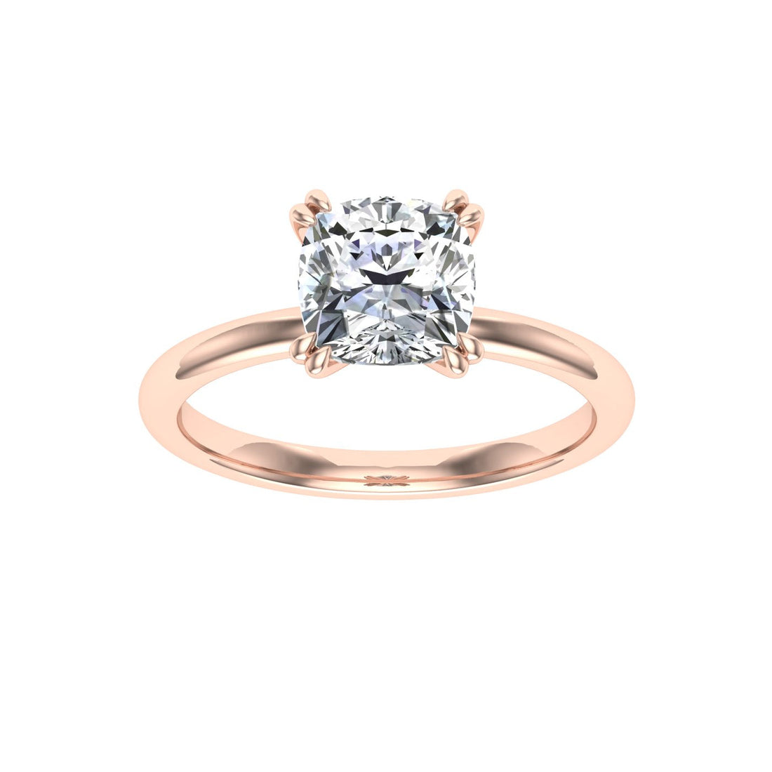 Wittelsbach Double Claw Cushion Cut Moissanite Engagement Ring Rose Gold