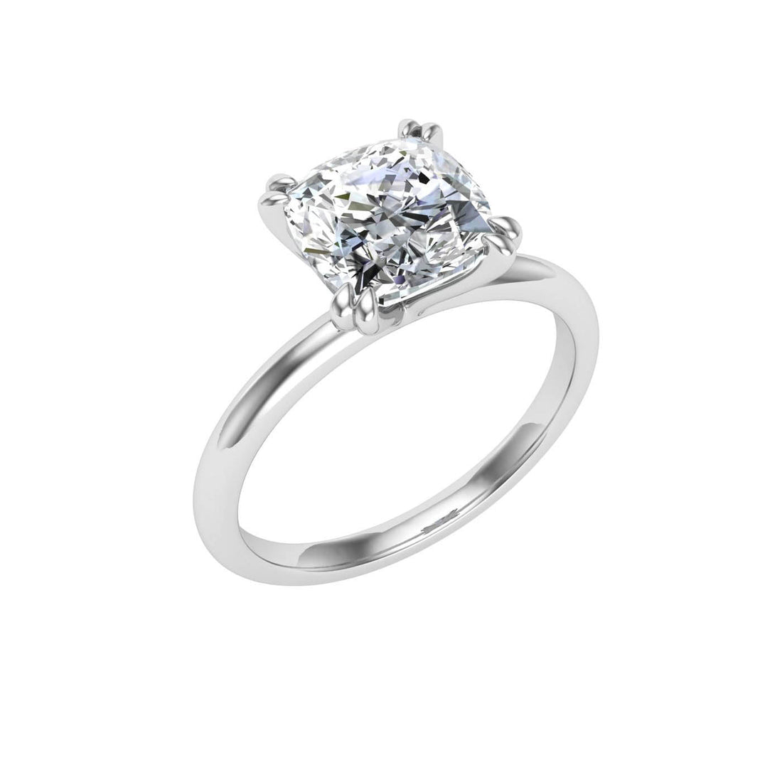 Wittelsbach Double Claw Cushion Cut Moissanite Engagement Ring White Gold