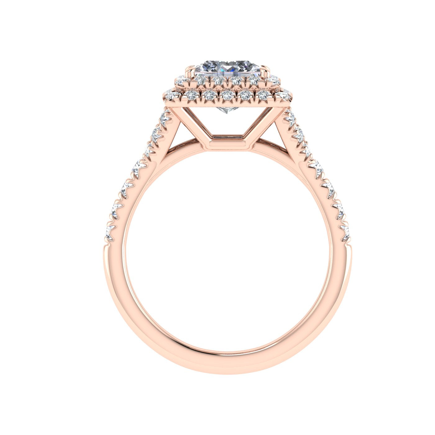 Wynd Radiant Cut Double Halo Moissanite Engagement Ring Rose Gold