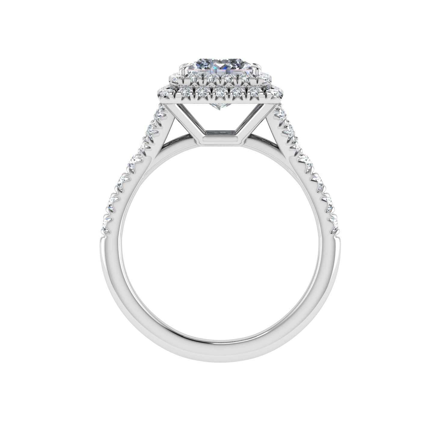Wynd Radiant Cut Double Halo Moissanite Engagement Ring White Gold