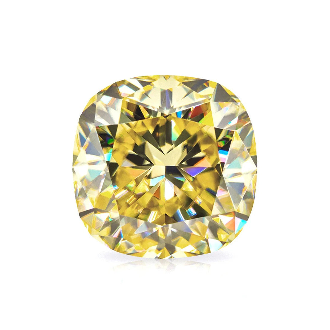 Yellow Cushion Shape Certified Moissanite