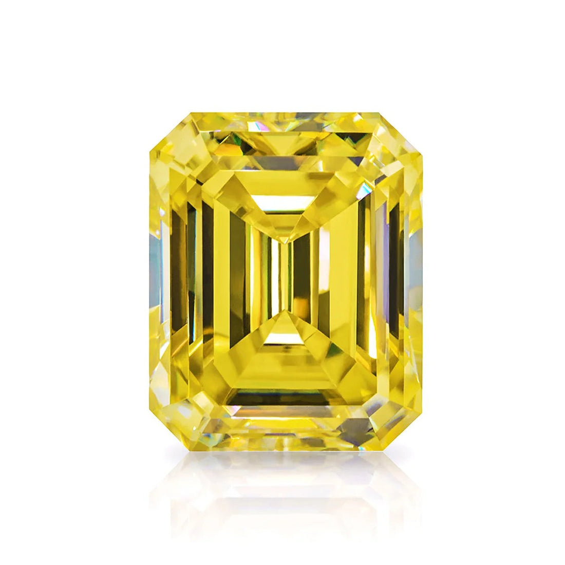 Yellow Emerald Shape Certified Moissanite