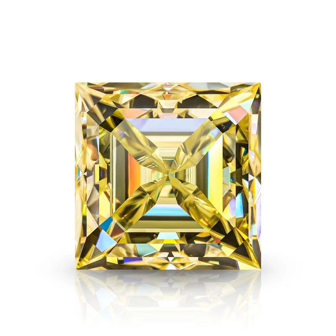 Yellow Princess Shape Certified Moissanite