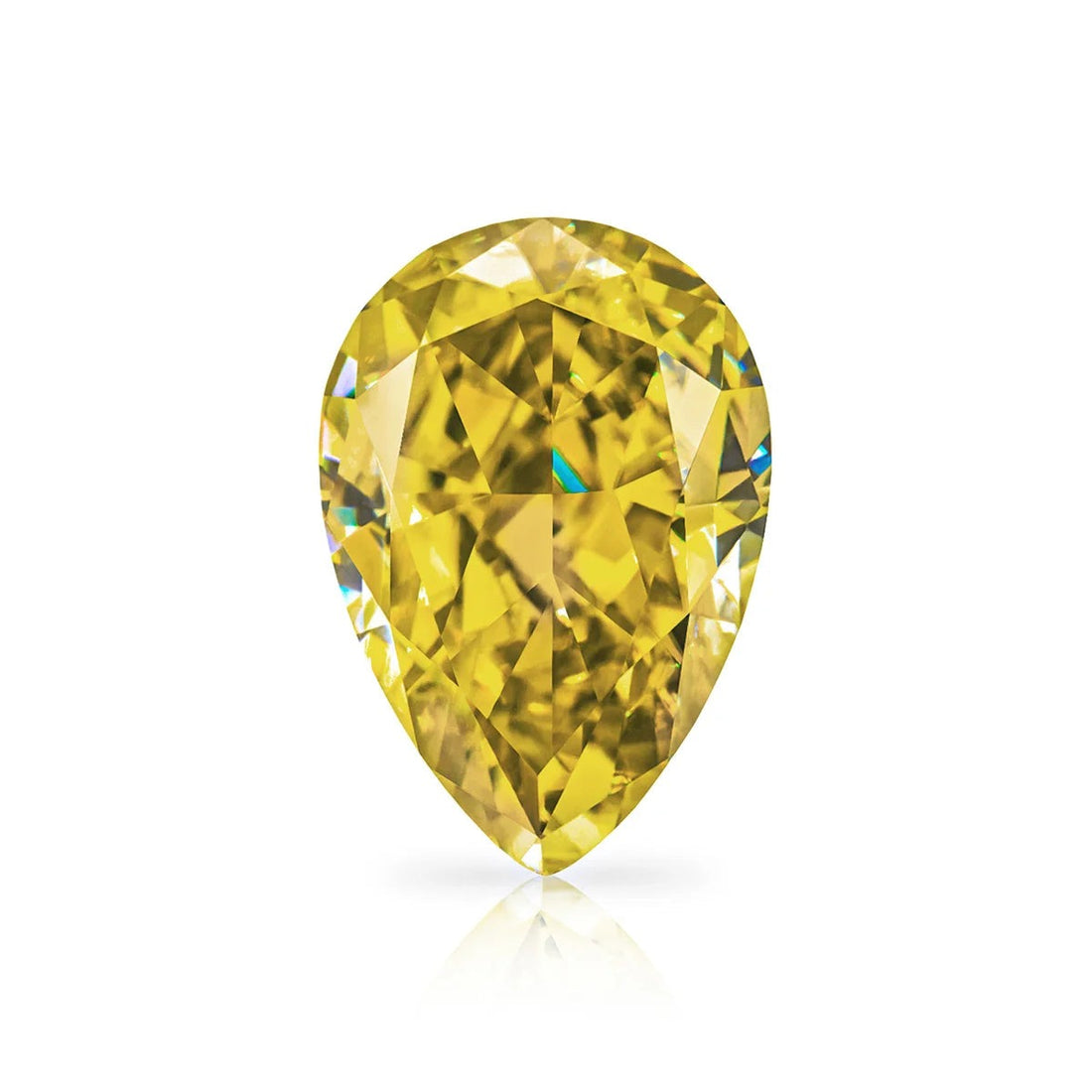 Yellow pear Shape Certified Moissanite