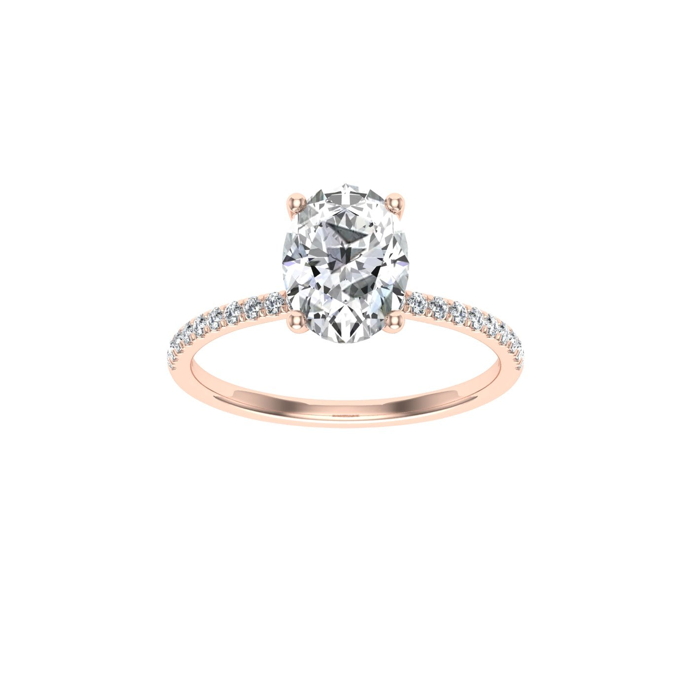 Zenith Oval cut Hidden Halo Moissanite Engagement Ring Rose Gold