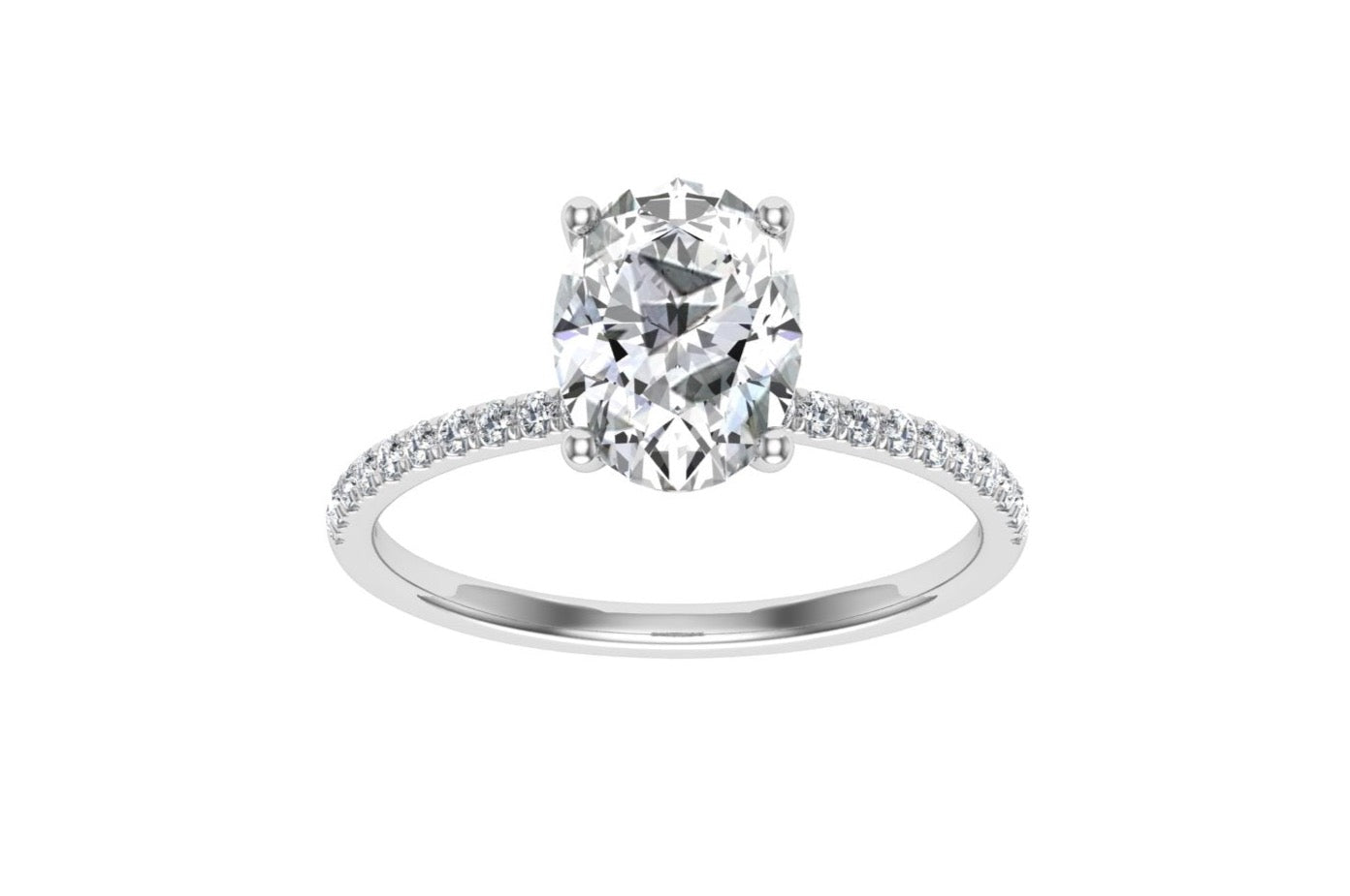 Zenith Oval cut Hidden Halo Moissanite Engagement Ring White Gold