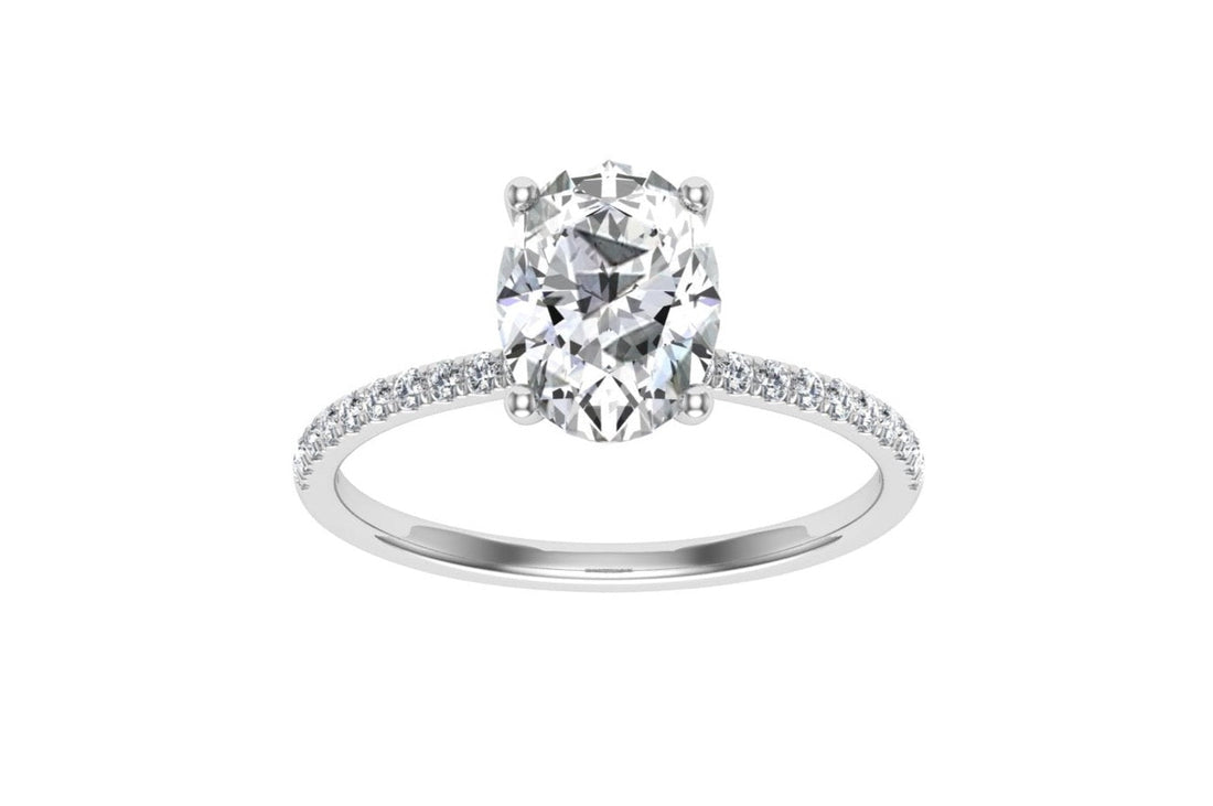 Zenith Oval cut Hidden Halo Moissanite Engagement Ring White Gold