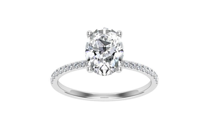 Zenith Oval cut Hidden Halo Moissanite Engagement Ring White Gold
