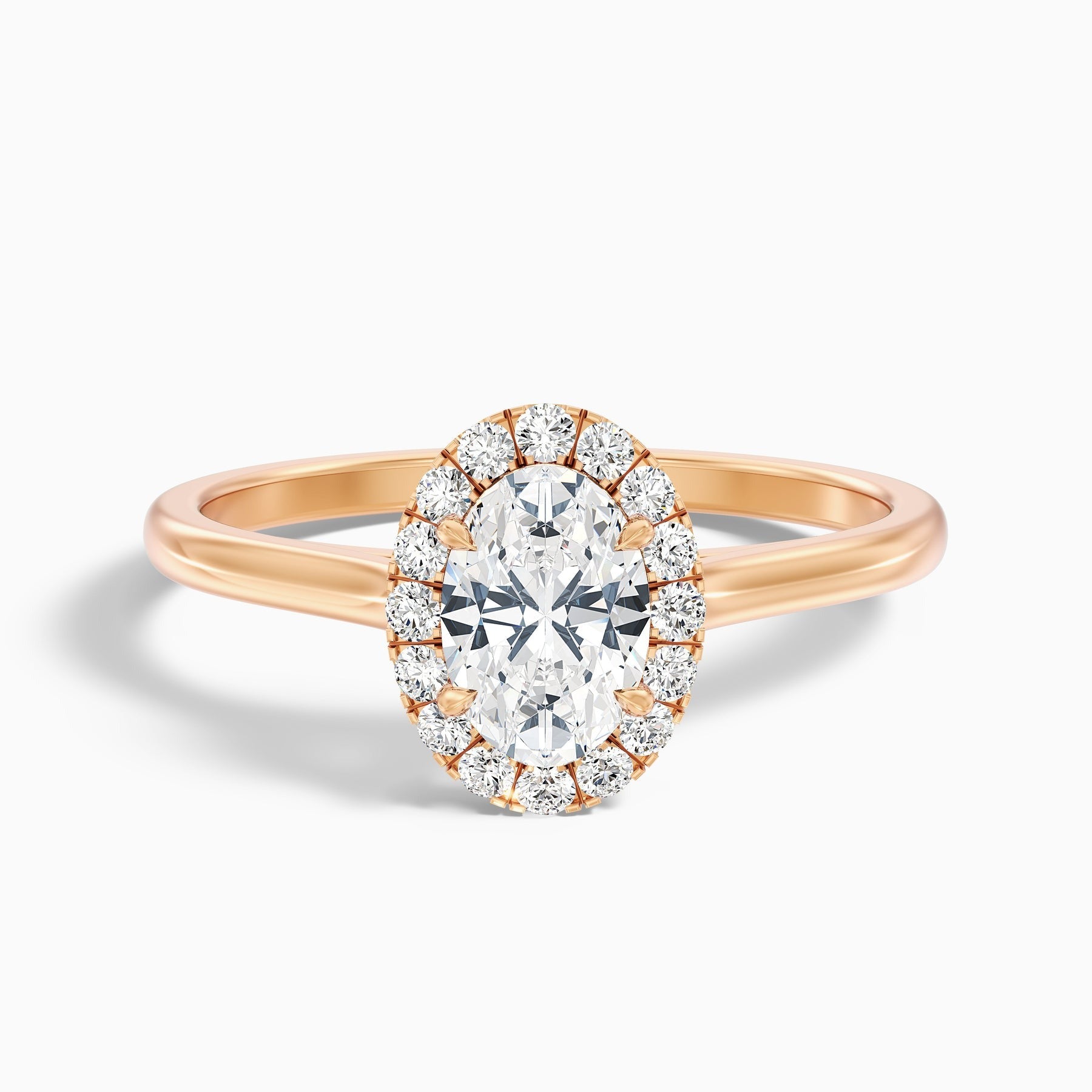 Zirca 1 Carat Oval Halo Lab Grown Engagement Ring in 10k Rose Gold