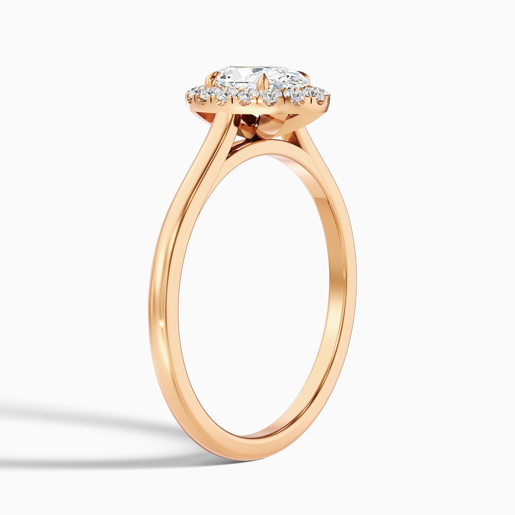 Zirca 1 Carat Oval Halo Lab Grown Engagement Ring in 10k Rose Gold
