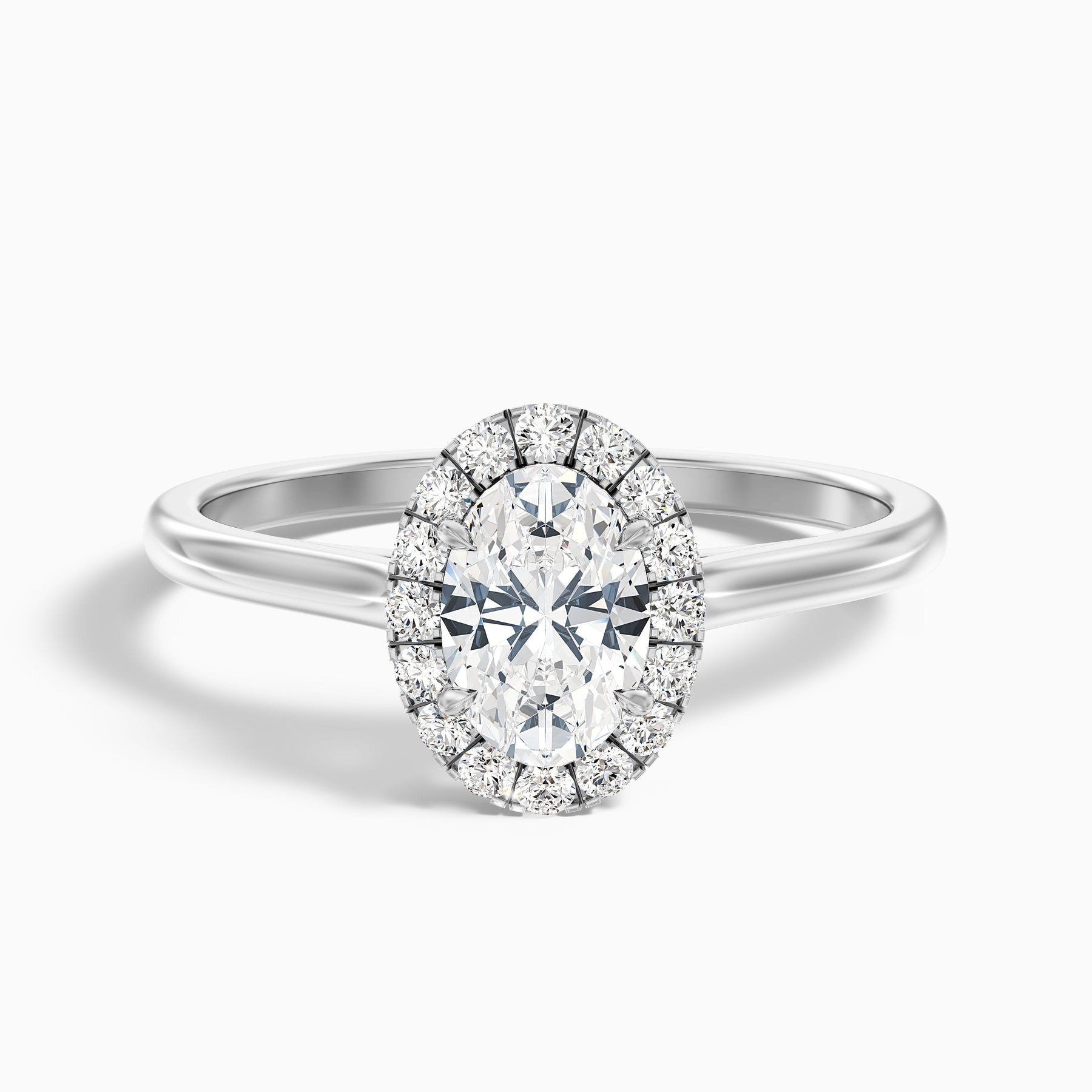 Zirca 1 Carat Oval Halo Lab Grown Engagement Ring in 10k White Gold