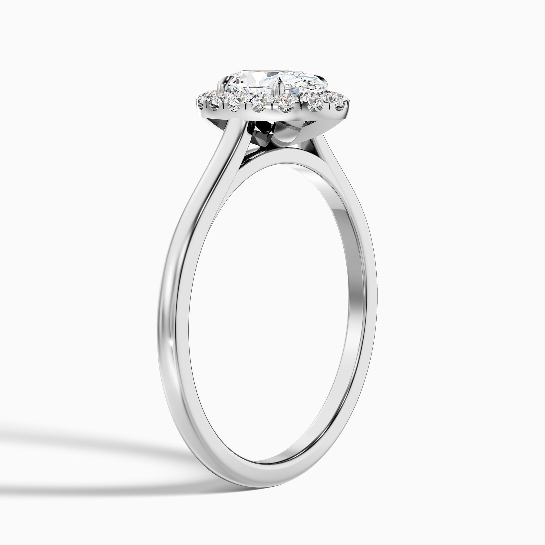 Zirca 1 Carat Oval Halo Lab Grown Engagement Ring in 10k White Gold