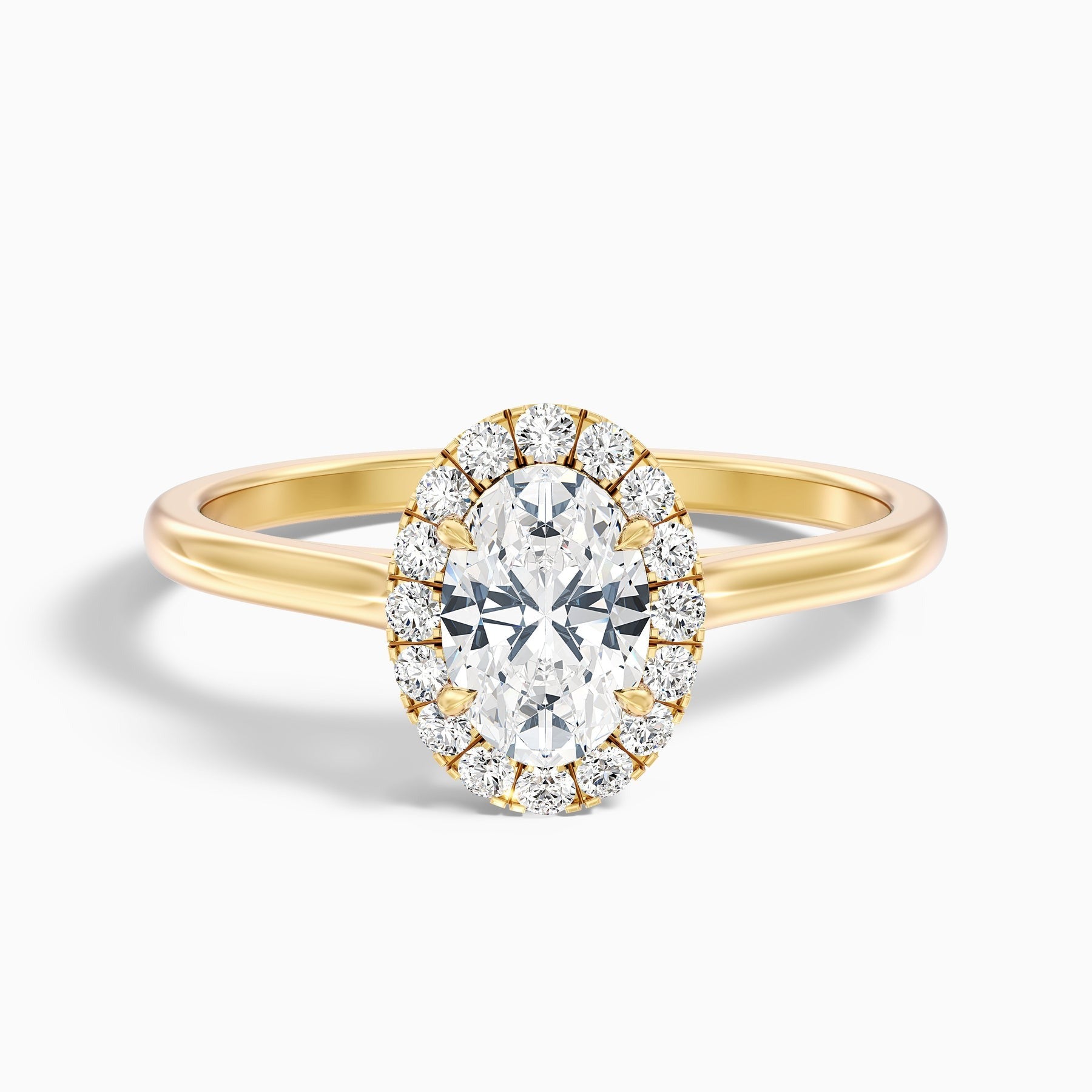 Zirca 1 Carat Oval Halo Lab Grown Engagement Ring in 10k Yellow Gold