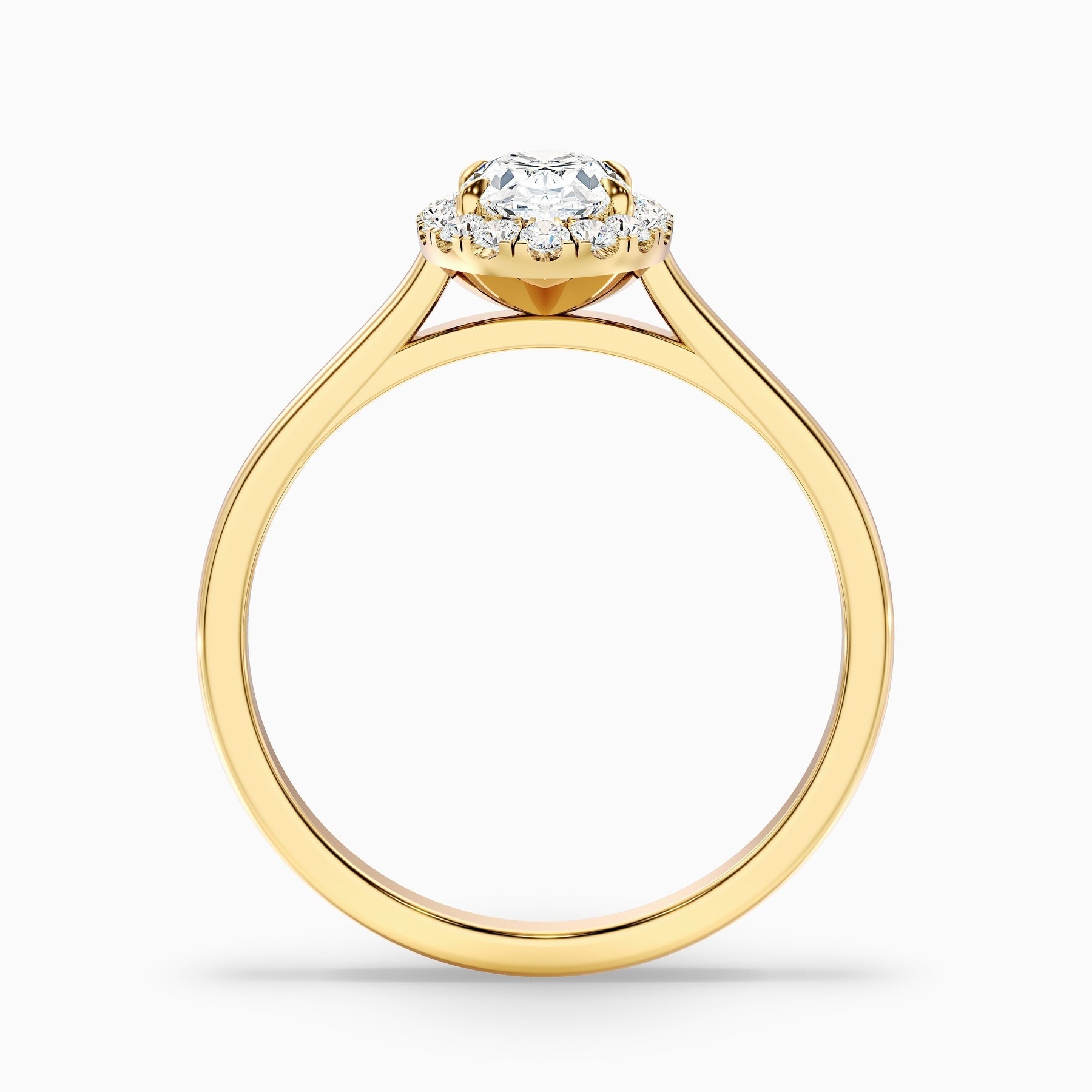 Zirca 1 Carat Oval Halo Lab Grown Engagement Ring in 10k Yellow Gold