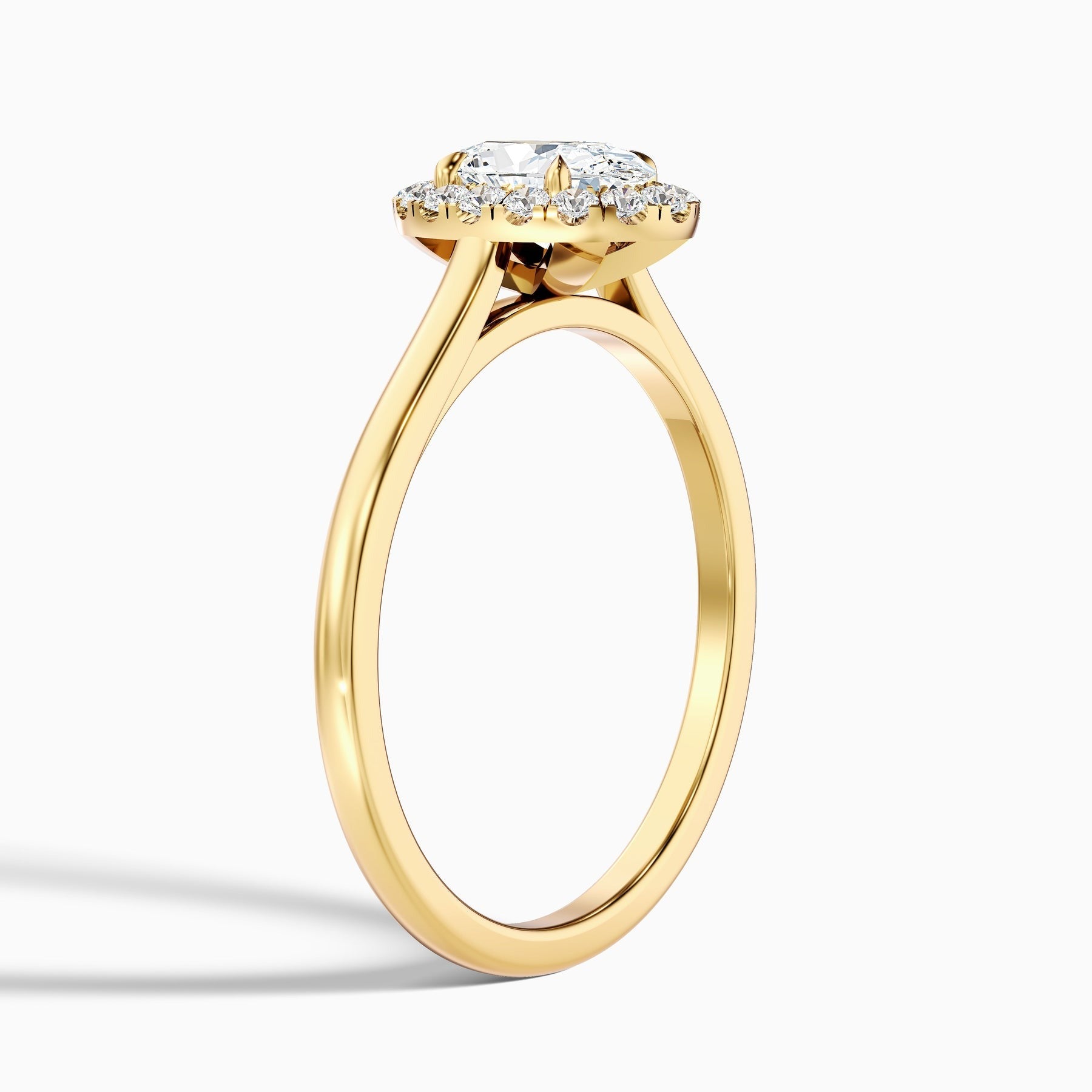Zirca 1 Carat Oval Halo Lab Grown Engagement Ring in 10k Yellow Gold