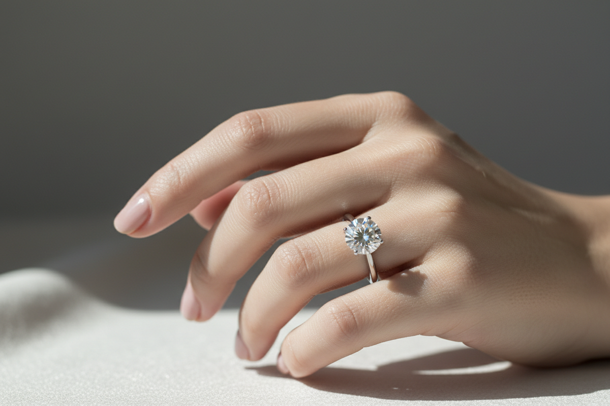 create diamond ring in hand