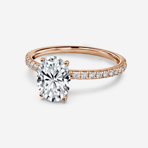 Piaget Oval Moissanite Band Engagement Ring Rose Gold