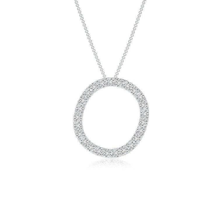 Modern Moissanite Capital "O" Initial Necklaces White Gold