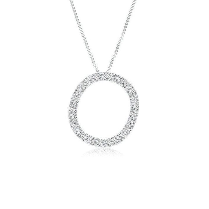Modern Moissanite Capital "O" Initial Necklaces White Gold