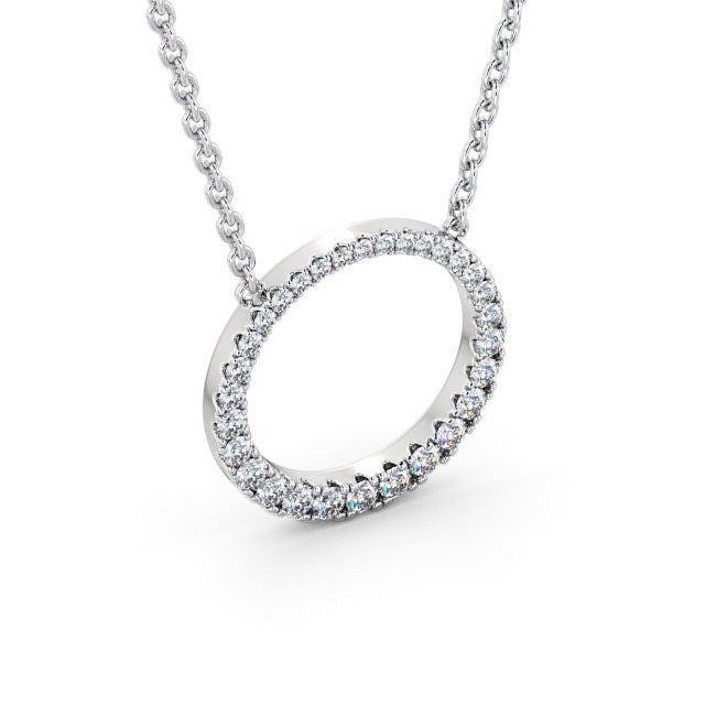 Round Cut Circle Shaped Moissanite Necklaces White Gold