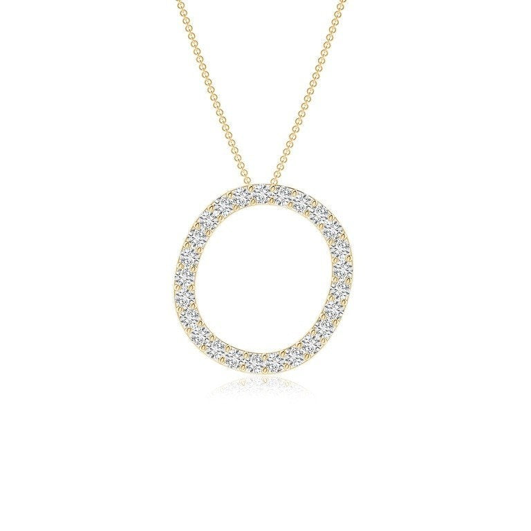 Modern Moissanite Capital "O" Initial Necklaces Yellow Gold