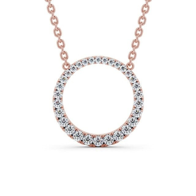 Round Cut Circle Shaped Moissanite Necklaces Rose Gold