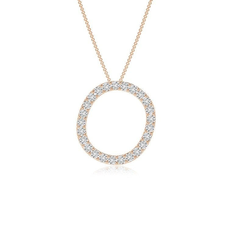 Modern Moissanite Capital "O" Initial Necklaces  Rose Gold