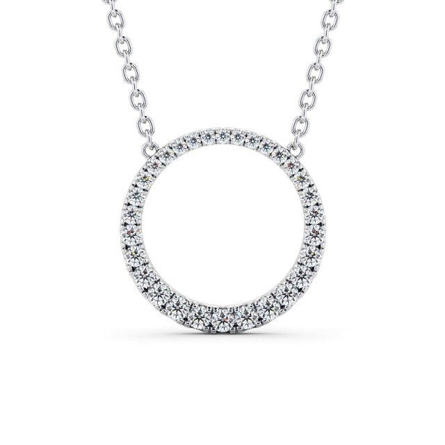Round Cut Circle Shaped Moissanite Necklaces White Gold
