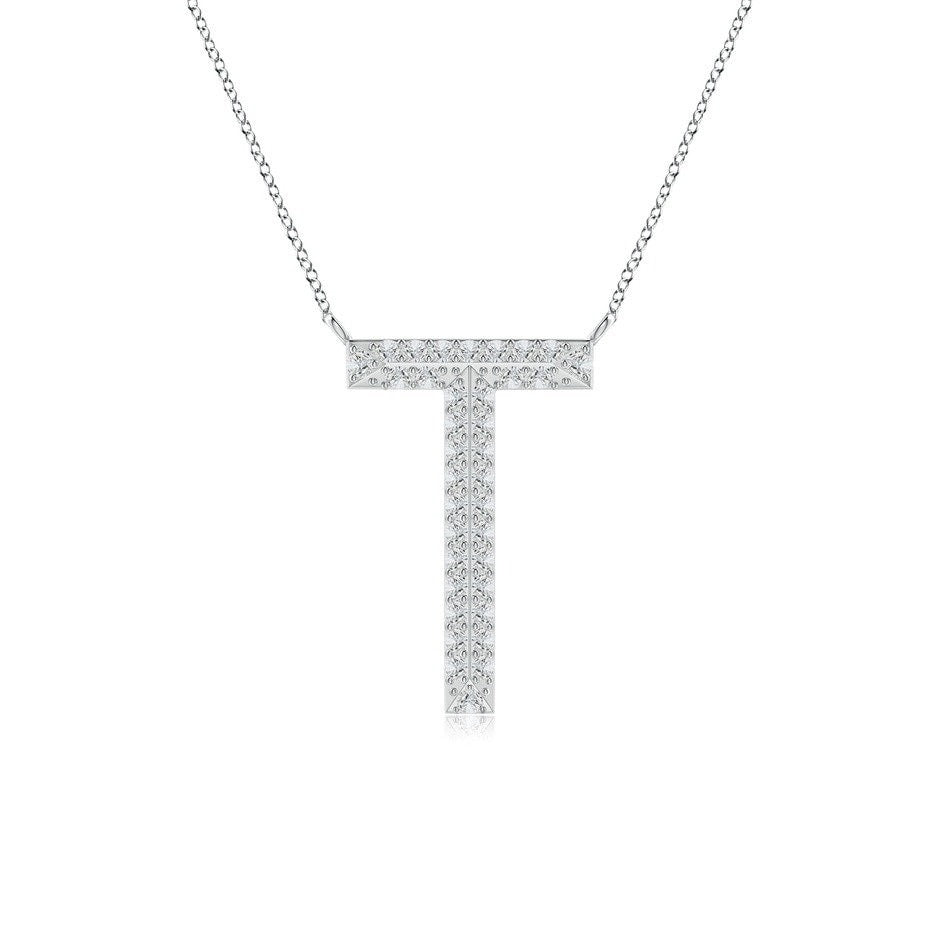 Moissanite Capital "T" Initial Necklaces White Gold