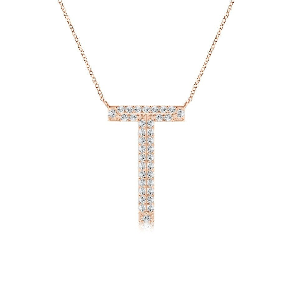 Moissanite Capital "T" Initial Necklaces Rose Gold