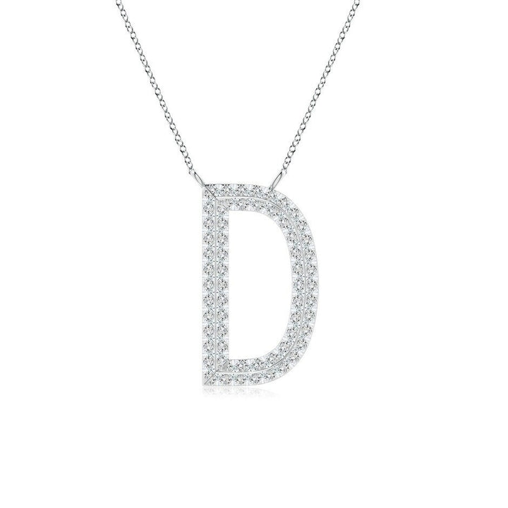 Moissanite Capital "D" Initial Necklaces White Gold