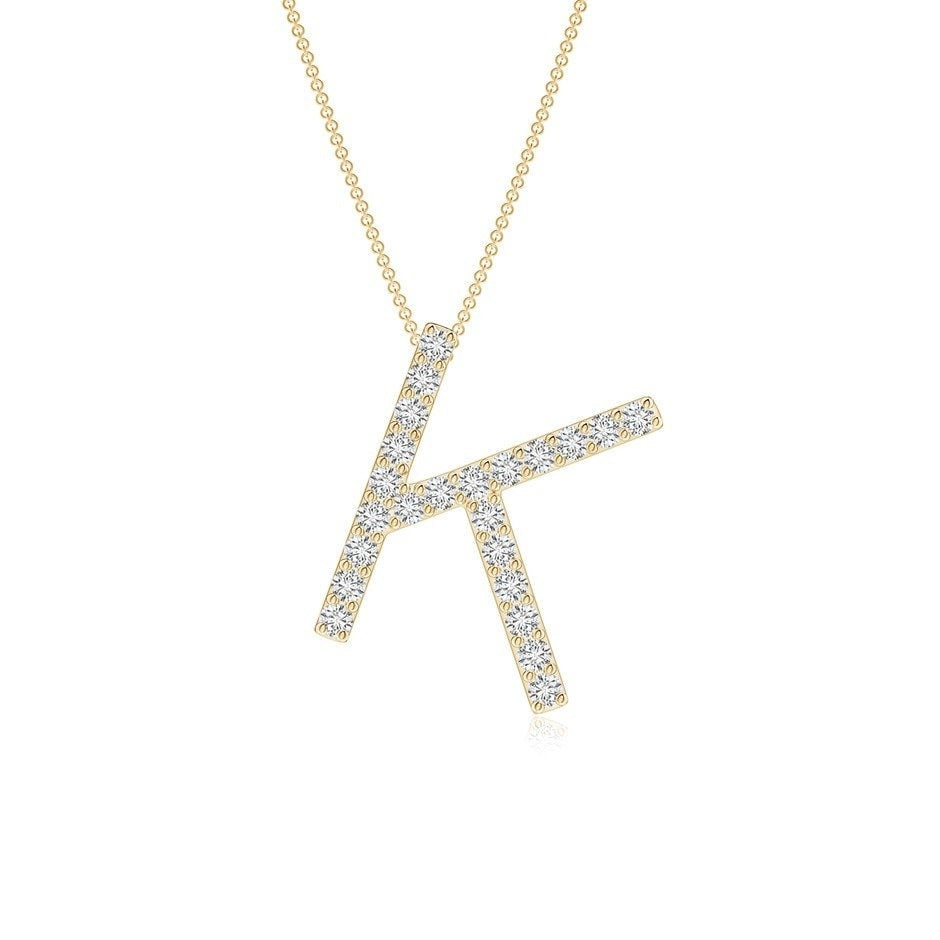 Moissanite Capital "K" Initial Necklaces Yellow Gold