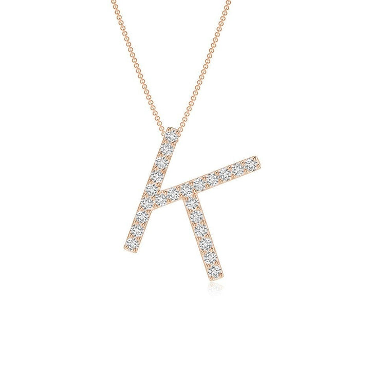 Moissanite Capital "K" Initial Necklaces Rose Gold