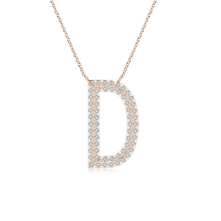 Moissanite Capital "D" Initial Necklaces Rose Gold