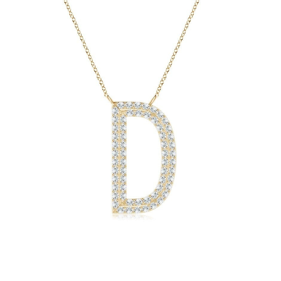 Moissanite Capital "D" Initial Necklaces Yellow Gold