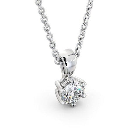 Round Cut Classic Moissanite Solitaire Necklace White Gold