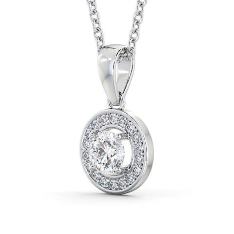 Round Cut Moissanite Classic Halo Necklace White Gold