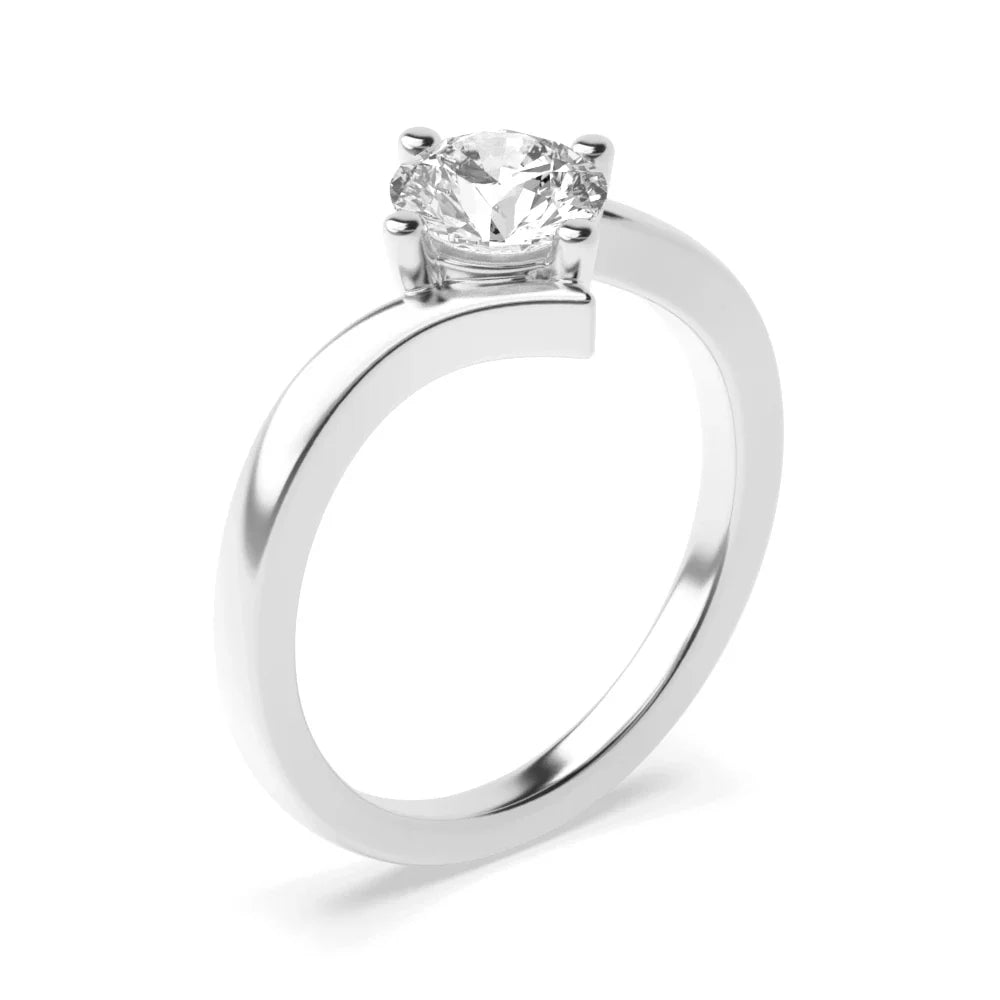 Molly 4 Prong Round Lab Grown Diamond Twist Shoulder Classic Solitaire Engagement Ring