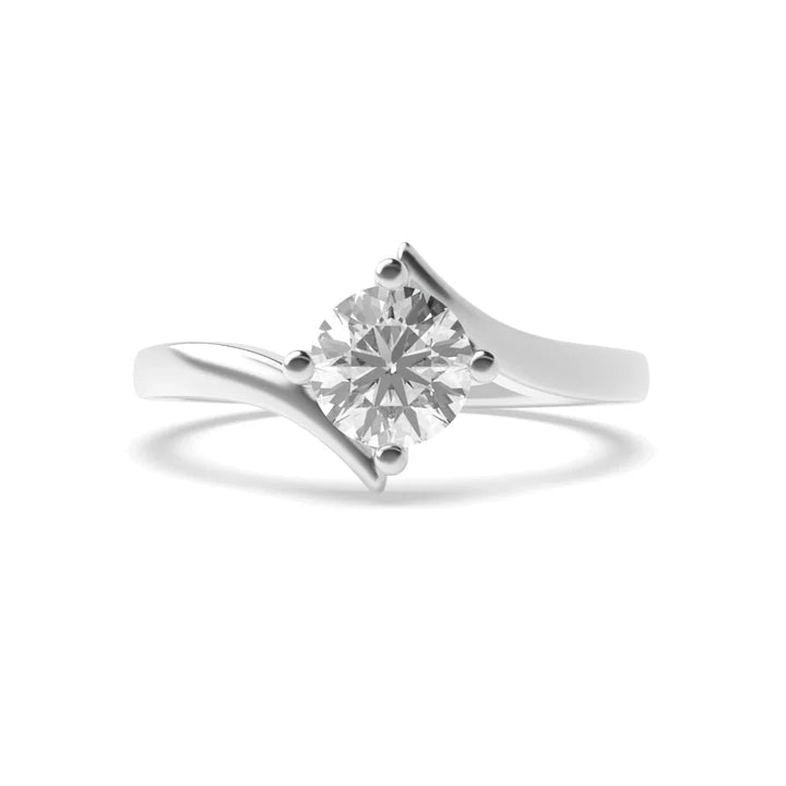 Molly 4 Prong Round Lab Grown Diamond Twist Shoulder Classic Solitaire Engagement Ring