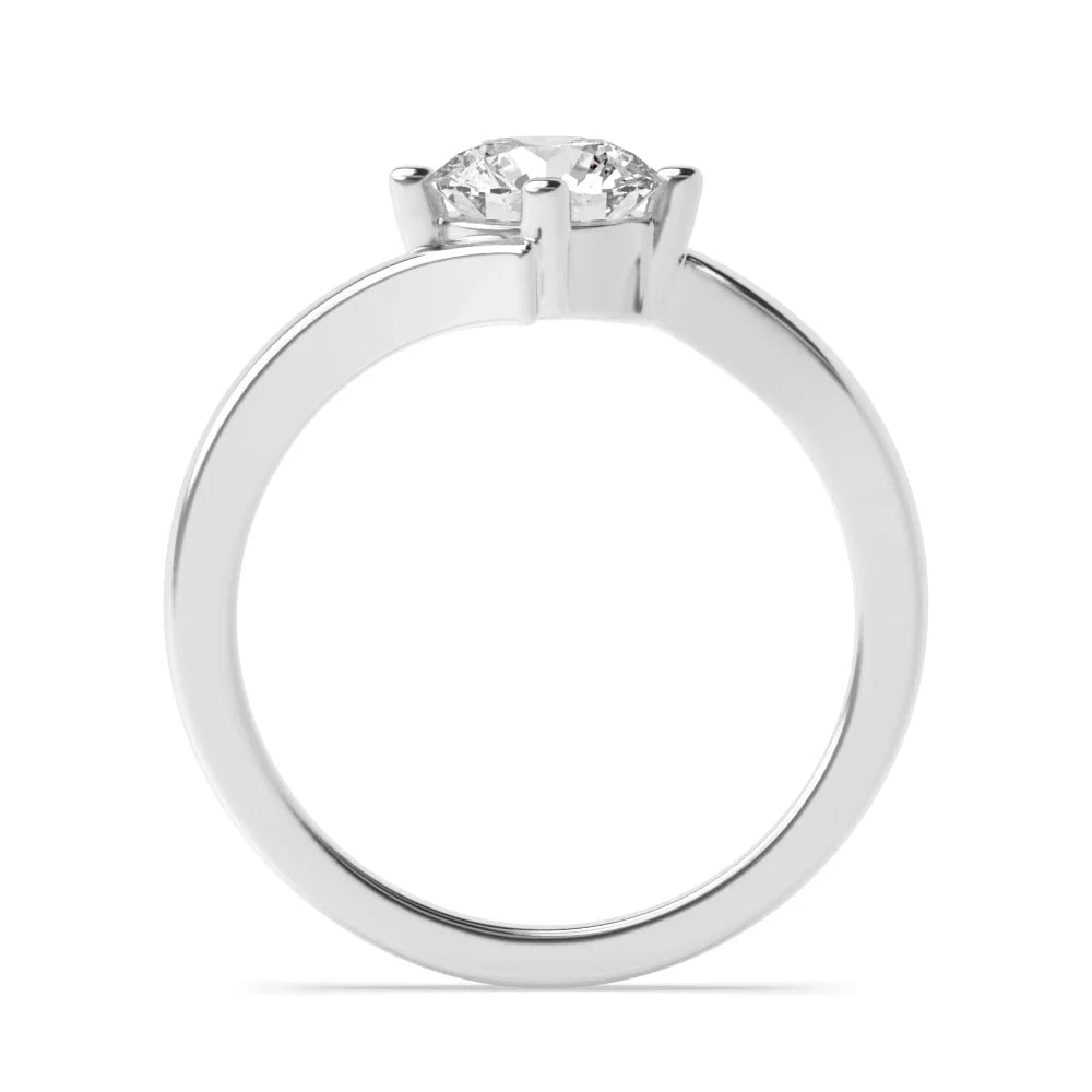 Molly 4 Prong Round Lab Grown Diamond Twist Shoulder Classic Solitaire Engagement Ring