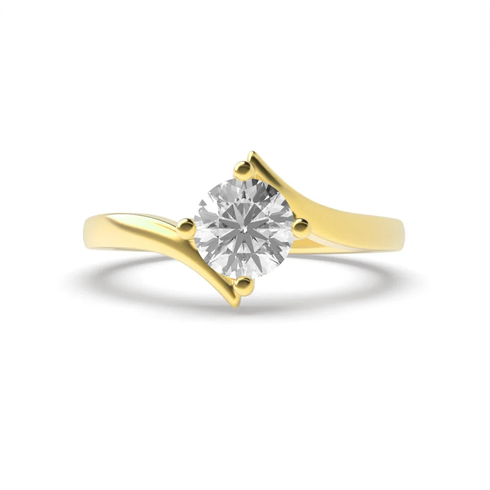 Molly 4 Prong Round Lab Grown Diamond Twist Shoulder Classic Solitaire Engagement Ring