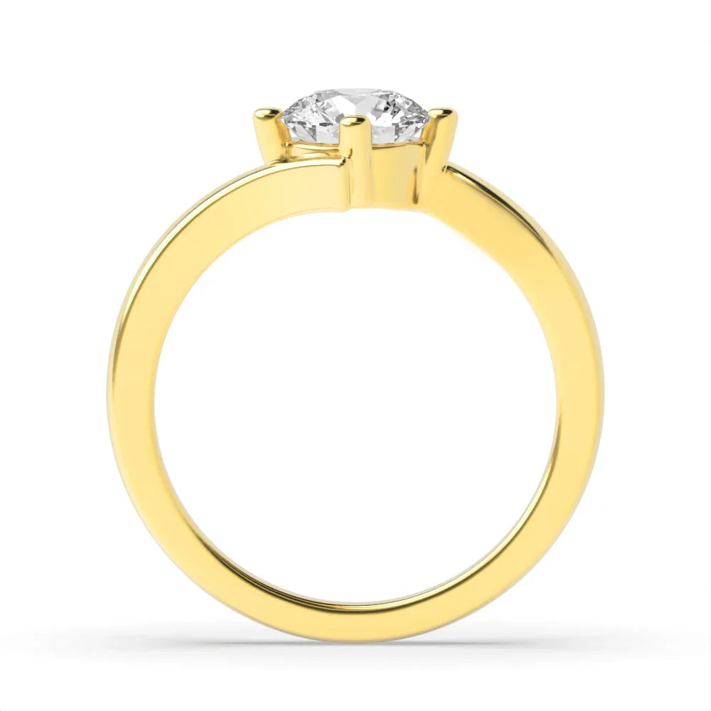 Molly 4 Prong Round Lab Grown Diamond Twist Shoulder Classic Solitaire Engagement Ring