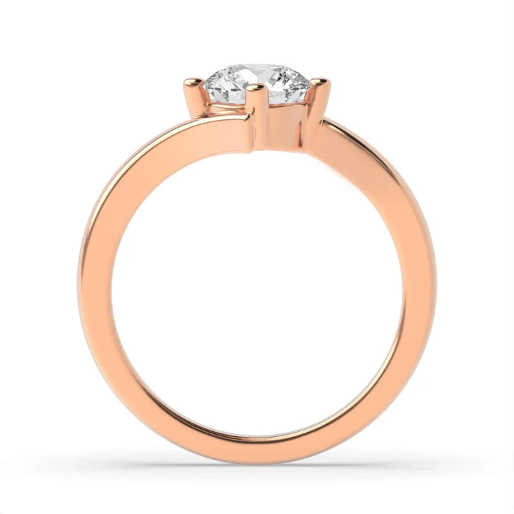 Molly 4 Prong Round Lab Grown Diamond Twist Shoulder Classic Solitaire Engagement Ring