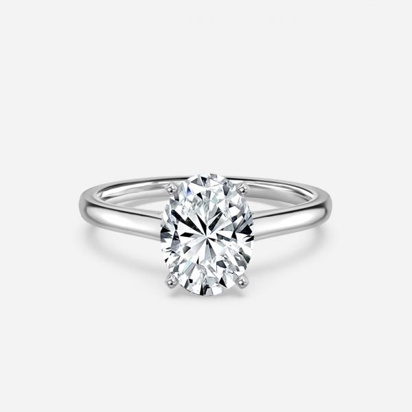 Bloom Oval Solitaire Moissanite Engagement Ring White Gold