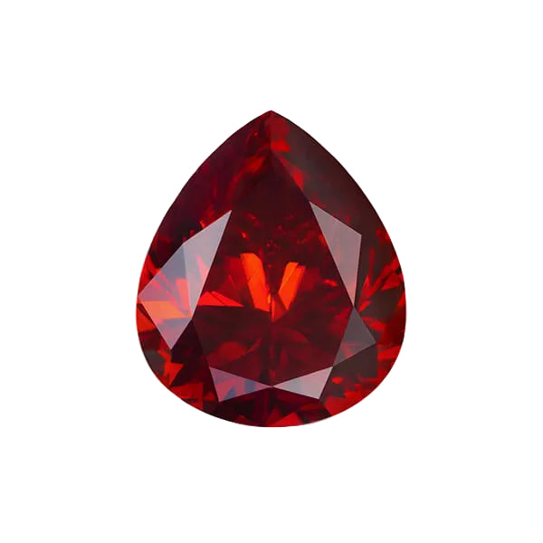 Red Pear Cut Certified Moissanite
