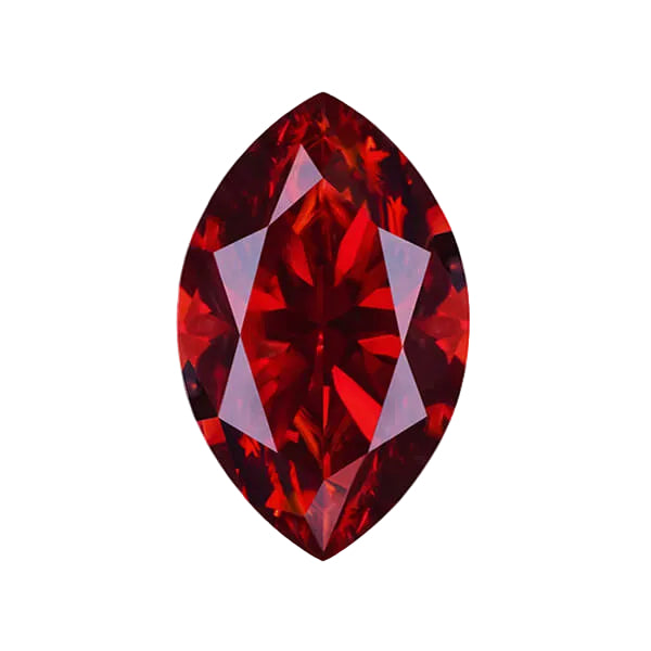 Red Marquise Shape Certified Moissanite