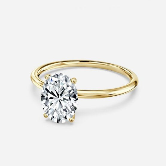 Bloom Oval Solitaire Moissanite Engagement Ring Yellow Gold