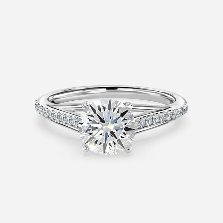 Gloria Round Moissanite Engagement Ring White Gold